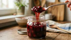 Denna körsbärssylt innehåller mindre socker – och tjocknar naturligt av sig själv